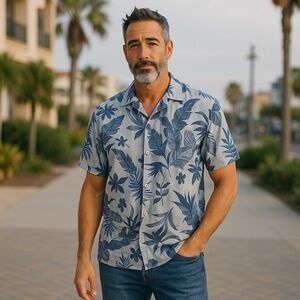 NWT Island Outfitters Mens Floral Collared Button-up Hawaiian Shirt Size M